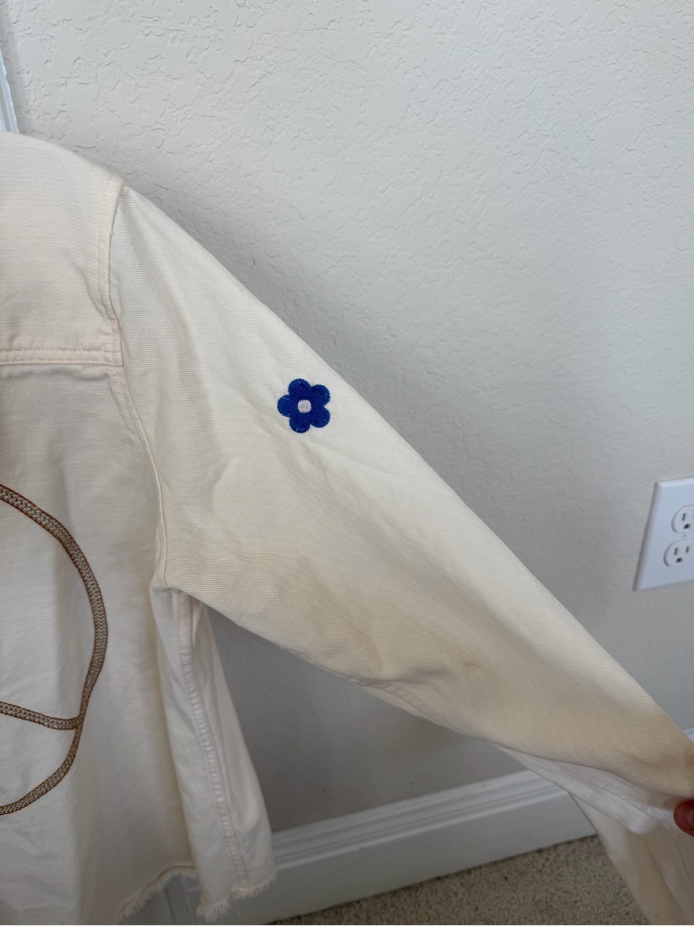 Rails Cream Embroidered Peace Sign Button-Up Jacket - Picture 3 of 5